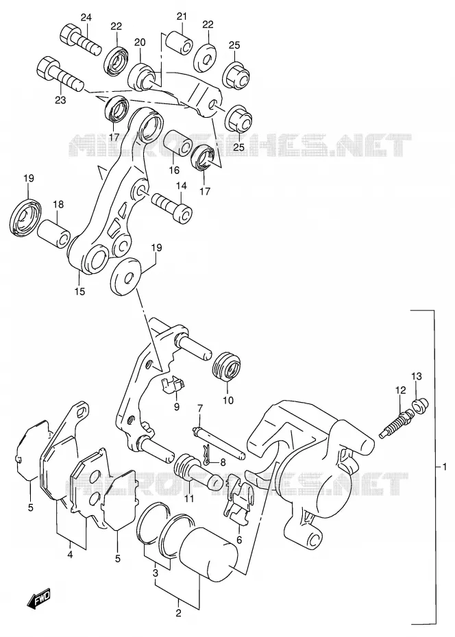 FRONT CALIPER (MODEL T/V/X/Y) Suzuki SCOOTER 100 ADDRESS 1993  AG100P(E71)