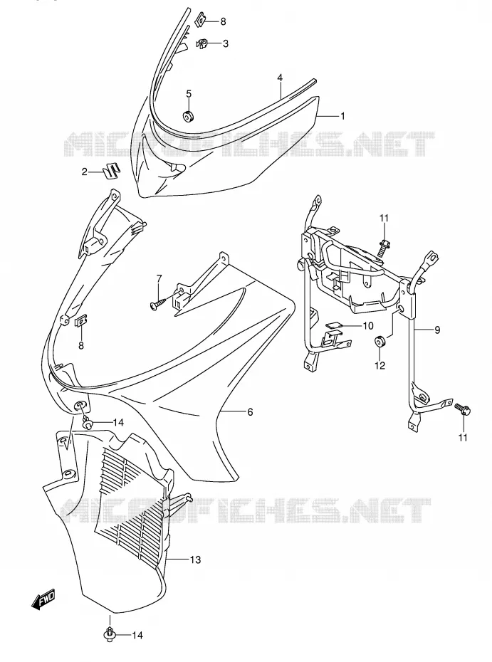 FRONT FAIRING (MODEL K3/K4) Suzuki SCOOTER 250 BURGMAN 2004  AN250K4(E2)