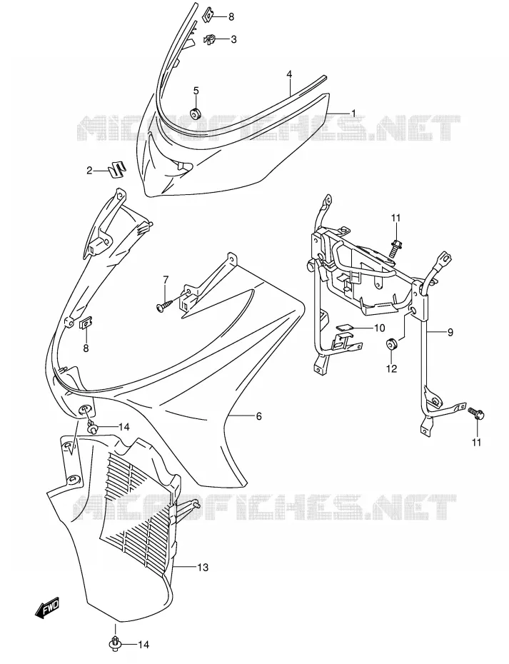 FRONT FAIRING (MODEL K3/K4) Suzuki SCOOTER 400 BURGMAN 2003  AN400K3(E2)