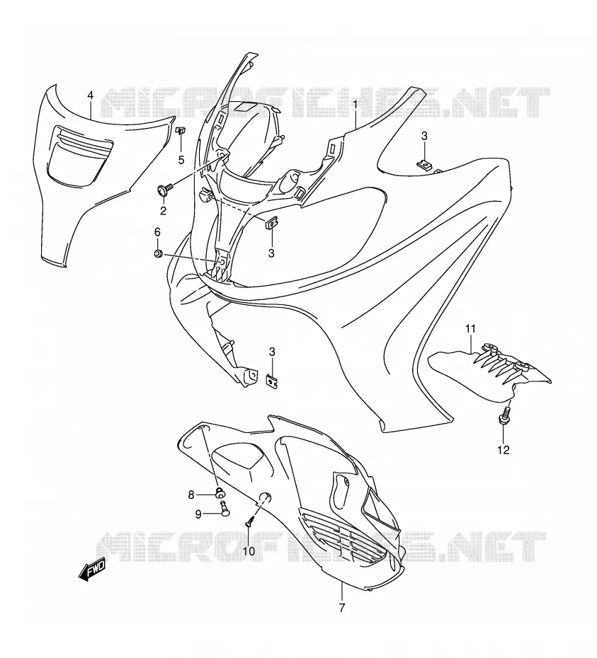 FRONT FAIRING (MODEL K3/K4) Suzuki SCOOTER 650 BURGMAN 2004  AN650AK4(E2)