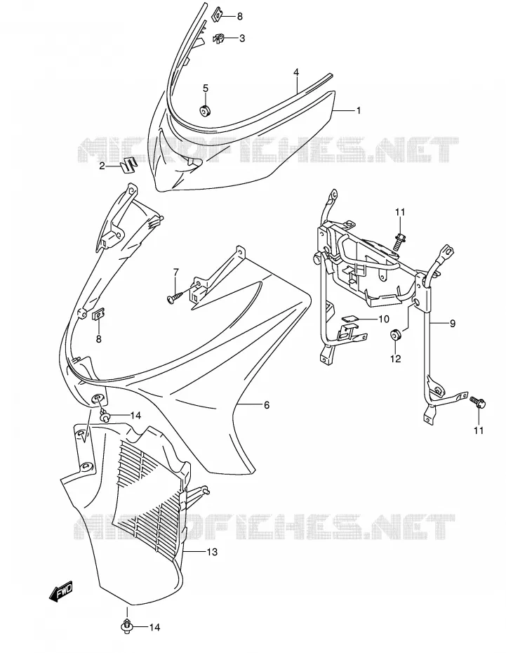 FRONT FAIRING (MODEL K5/K6) Suzuki SCOOTER 250 BURGMAN 2003  AN250K3(E2)