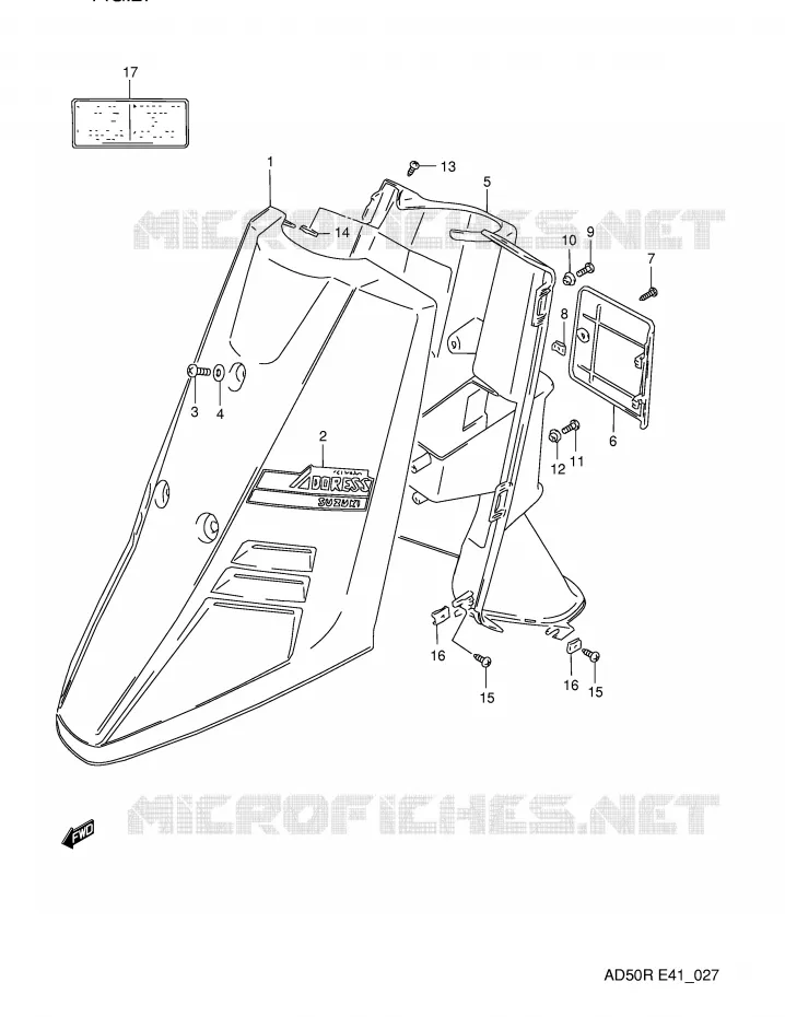 FRONT FAIRING (MODEL L E41) Suzuki SCOOTER 50 AD 1990  AD50L(E41)