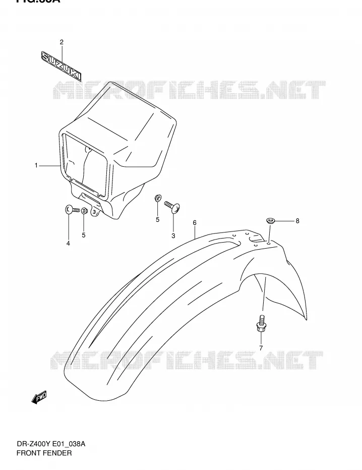 FRONT FENDER (DR-Z400EY/EK1 E24) Suzuki MOTO 400 DR-Z 2002  DR-Z400K2(E1)