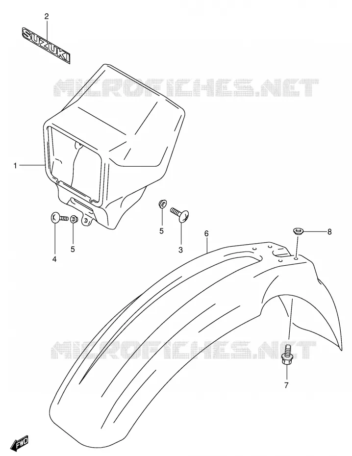 FRONT FENDER (MODEL K1) Suzuki MOTO 400 DR-Z 2000  DR-Z400SY(E2)