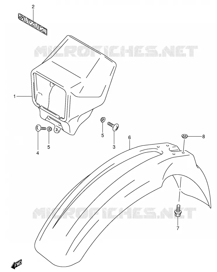 FRONT FENDER (MODEL K1) Suzuki MOTO 400 DR-Z 2000  DR-Z400SY(E3/E28)