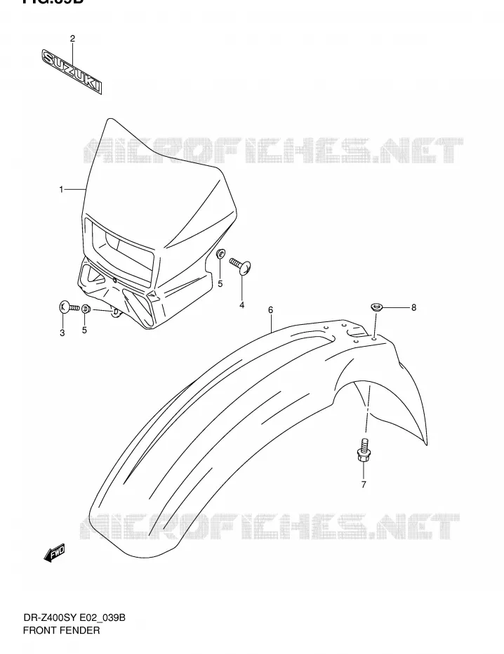 FRONT FENDER (MODEL K2) Suzuki MOTO 400 DR-Z 2002  DR-Z400SK2(E2)