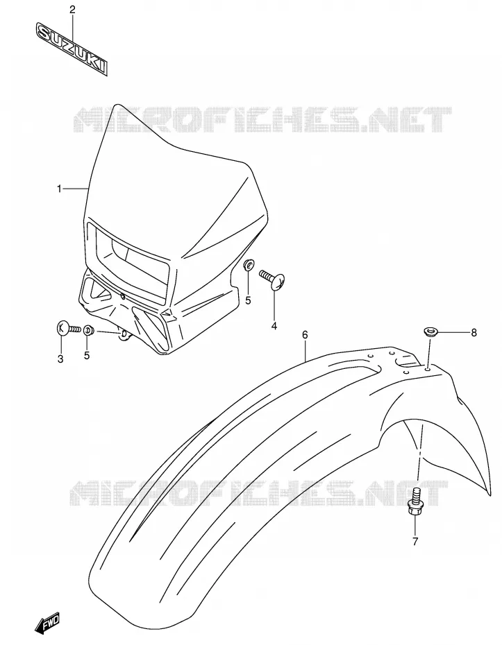 FRONT FENDER (MODEL K2) Suzuki MOTO 400 DR-Z 2004  DR-Z400SK4(E3/E28)
