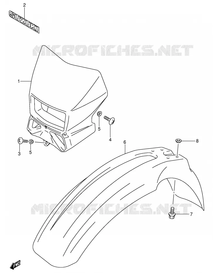 FRONT FENDER (MODEL K3/K4) Suzuki MOTO 400 DR-Z 2003  DR-Z400SK3(E2)