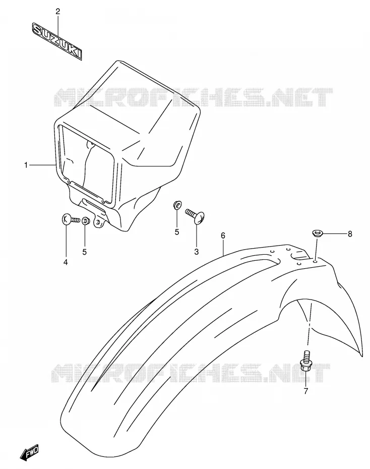 FRONT FENDER (MODEL Y) Suzuki MOTO 400 DR-Z 2003  DR-Z400SK3(E3/E28)