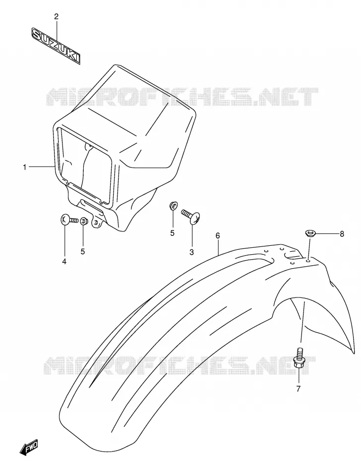 FRONT FENDER (MODEL Y) Suzuki MOTO 400 DR-Z 2004  DR-Z400SK4(E2)