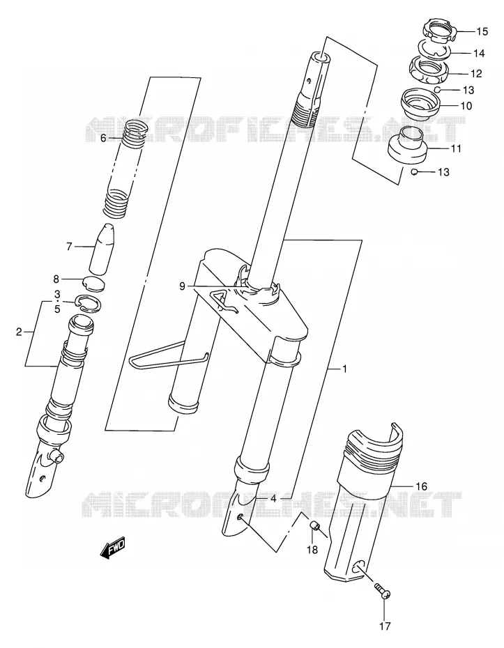 FRONT FORK (AE50L/M/N/P) Suzuki SCOOTER 50 AE 1991  AE50M(E28)