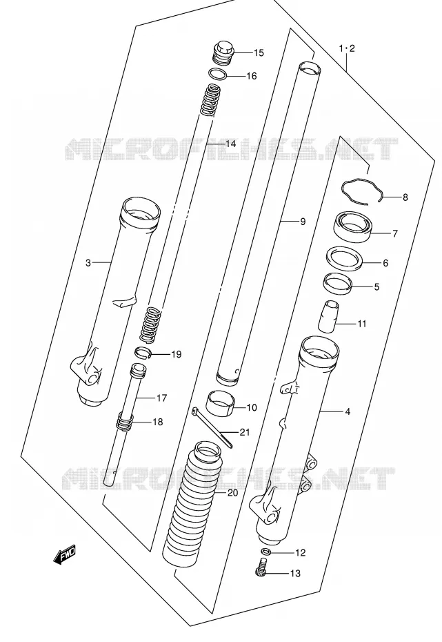FRONT FORK (DR-Z125LK3/LK4/LK5/LK6/LK7) Suzuki MOTO 125 DR-Z 2003  DR-Z125K3(E3/E28)