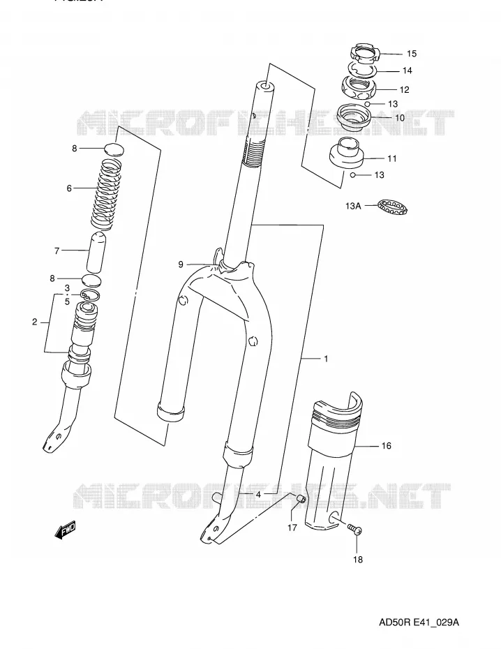FRONT FORK (E6,P9,E94) Suzuki SCOOTER 50 AD 1990  AD50L(E41)