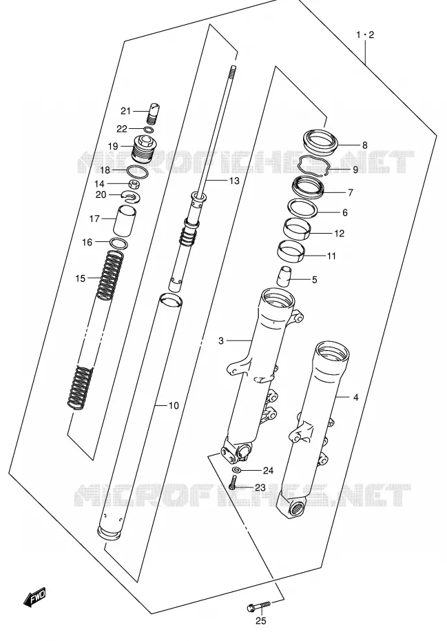 FRONT FORK (MODEL K3/K4/K5/K6) Suzuki MOTO 1000 V-STROM 2002  DL1000K2(E2)