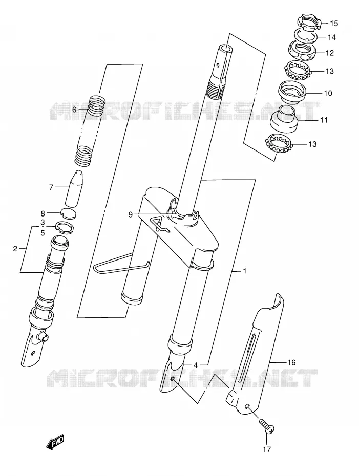 FRONT FORK (MODEL T E1,E2,E21,E24) Suzuki SCOOTER 50 AE 1996  AE50T(E1)