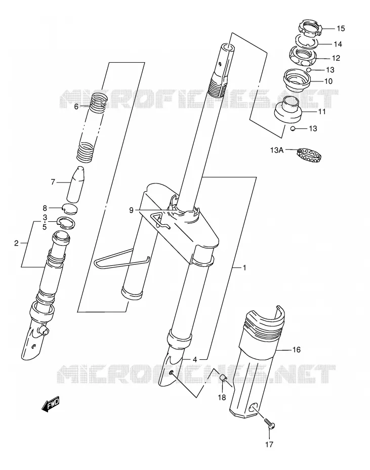 FRONT FORK (SEE NOTE) Suzuki SCOOTER 50 AE 1990  AE50L(E1)