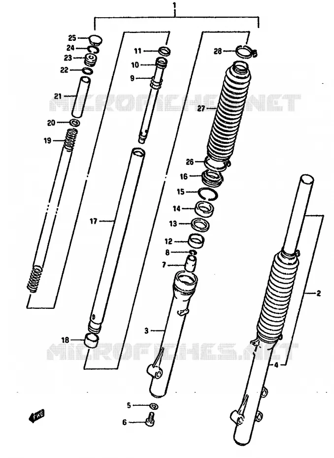 FRONT FORK Suzuki MOTO 125 DR 1988  DR125SJ(F/H/J)