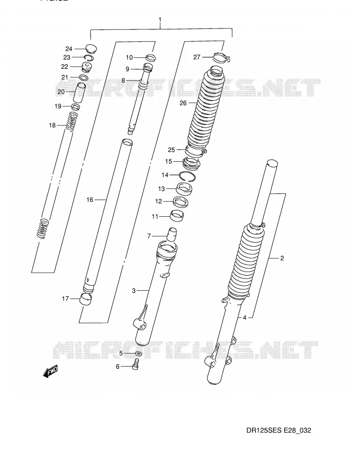 FRONT FORK Suzuki MOTO 125 DR 1994  DR125SER(E28)