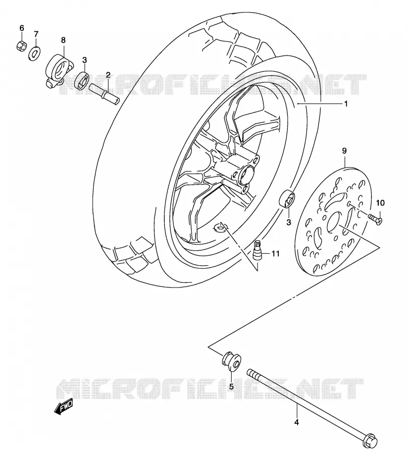 FRONT WHEEL (MODEL K1/K2/K3) Suzuki SCOOTER 50 KATANA 2001  AY50WRK1(P19)