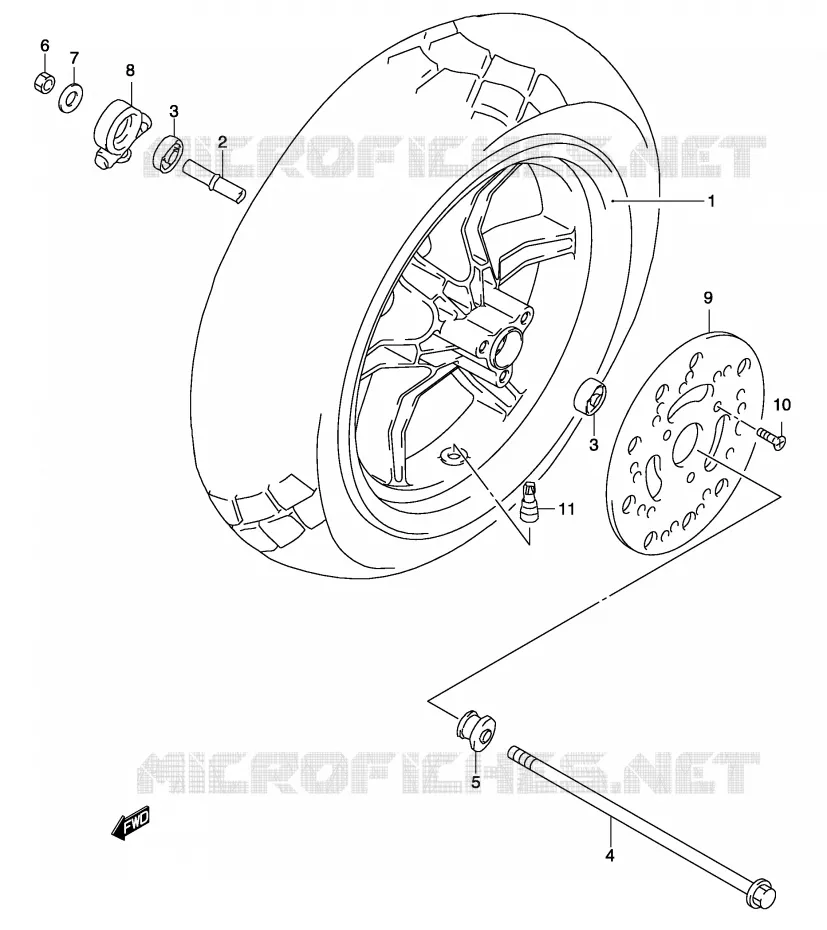 FRONT WHEEL (MODEL K4) Suzuki SCOOTER 50 KATANA 2003  AY50WK3(P19)