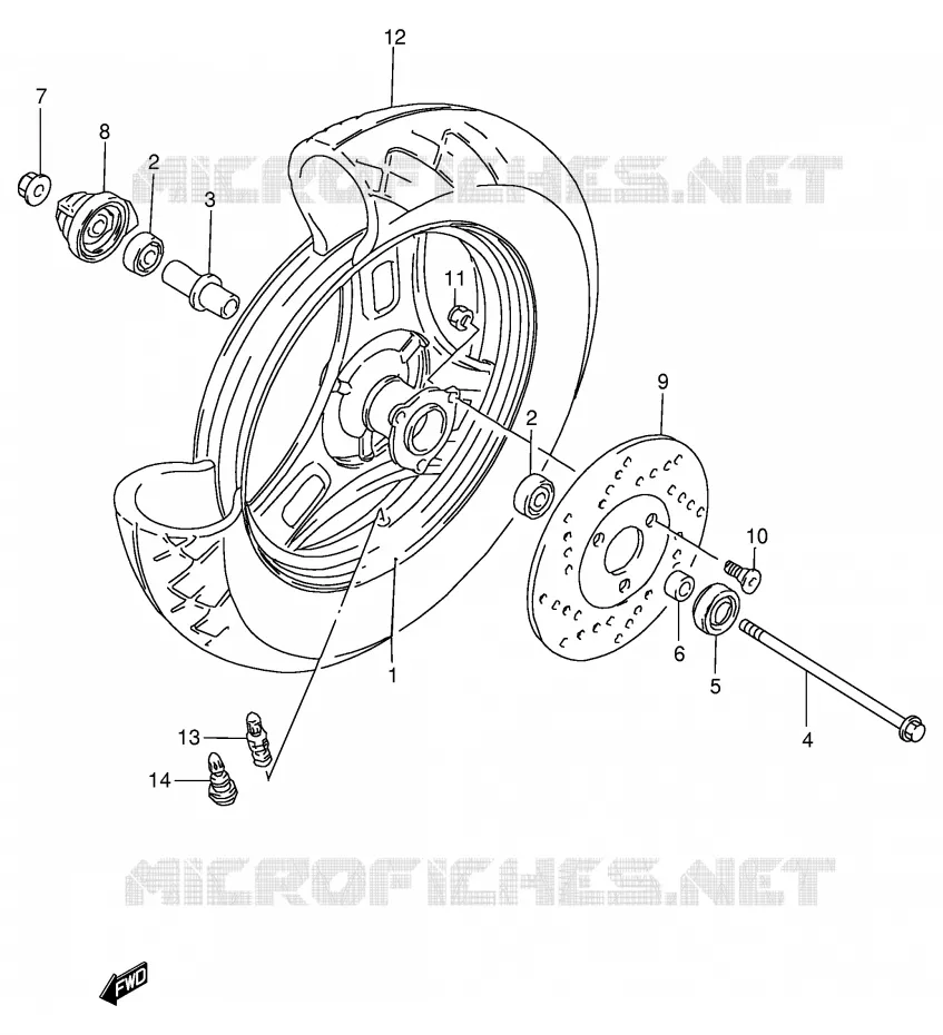 FRONT WHEEL Suzuki SCOOTER 100 ADDRESS 1997  AG100V(E71)