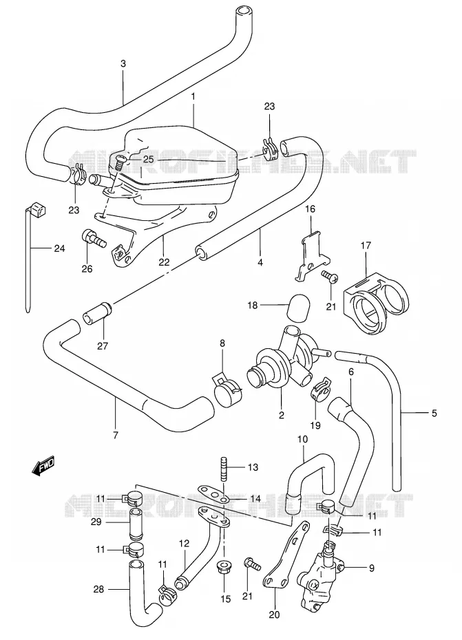 FUEL EVAP SYSTEM (E18) Suzuki SCOOTER 125 BURGMAN 1999  AN125UX(E2)