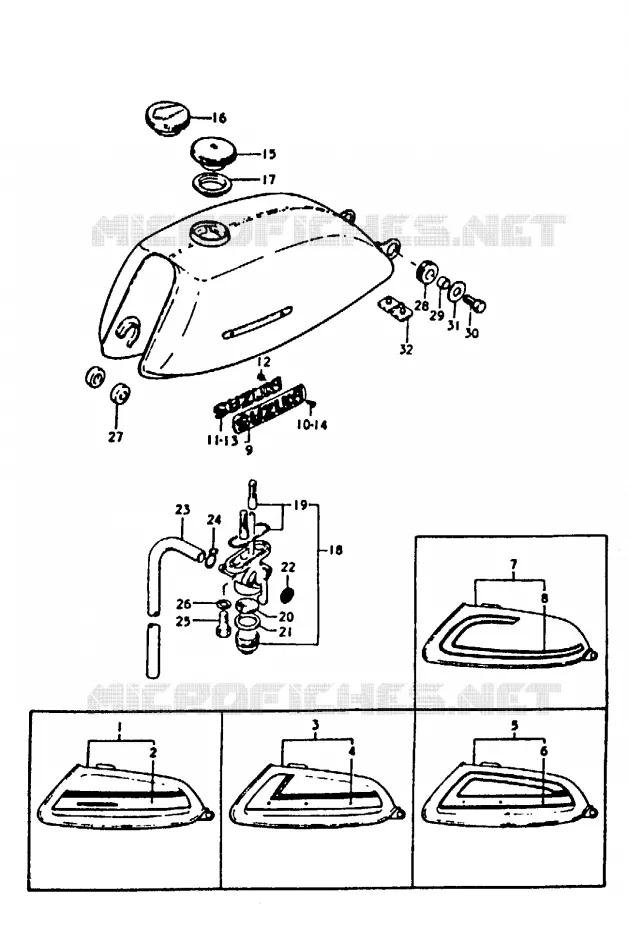 FUEL TANK (A100-4,K,L,M) Suzuki MOTO 100 A100 1992  A100N(K/L/M/N/4)