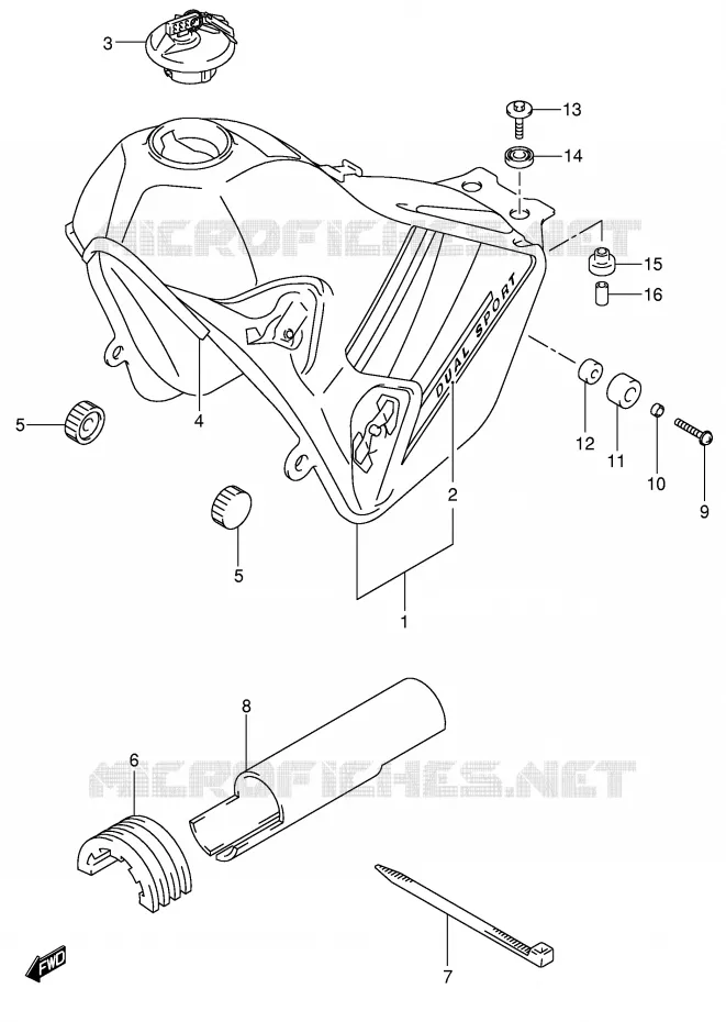 FUEL TANK (MODEL K2) Suzuki MOTO 400 DR-Z 2000  DR-Z400SY(E3/E28)