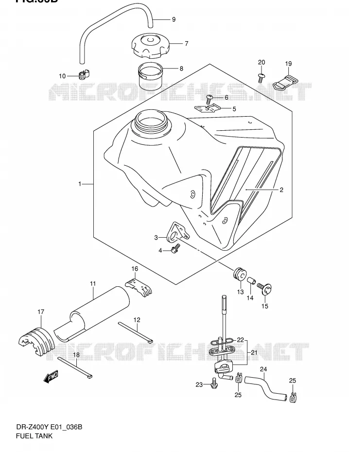 FUEL TANK (MODEL K2) Suzuki MOTO 400 DR-Z 2001  DR-Z400K1(E1)