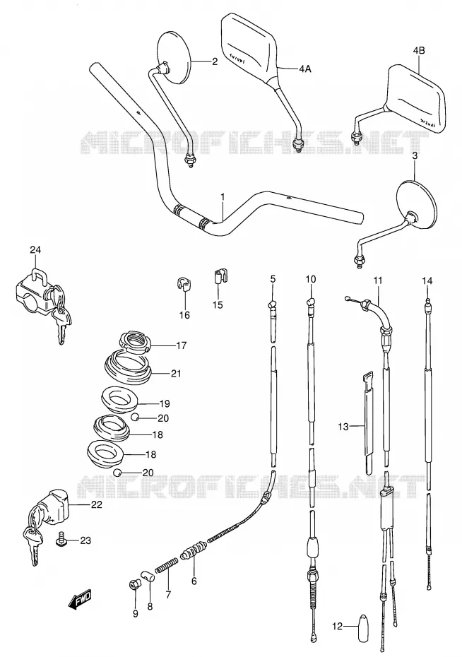 HANDLE BAR - CONTROL CABLE Suzuki MOTO 100 AP 1994  AX100R(E94)