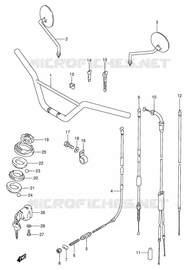 HANDLE BAR - CONTROL CABLE Suzuki MOTO 120 BX 1995  BX120S(P97)
