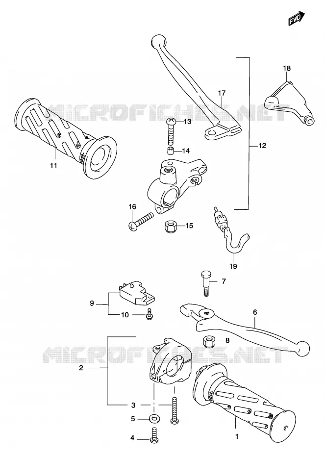 HANDLE GRIP (MODEL AY50) Suzuki SCOOTER 50 KATANA 2002  AY50K2(P19)