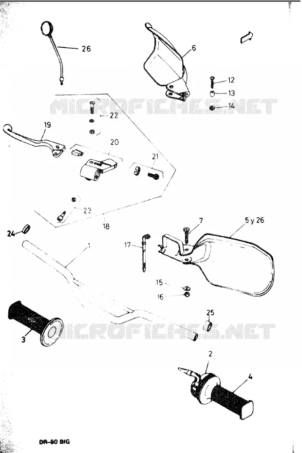 HANDLEBAR AND BRAKE LEVER Suzuki MOTO 50 DR 1986  DR-50BIG
