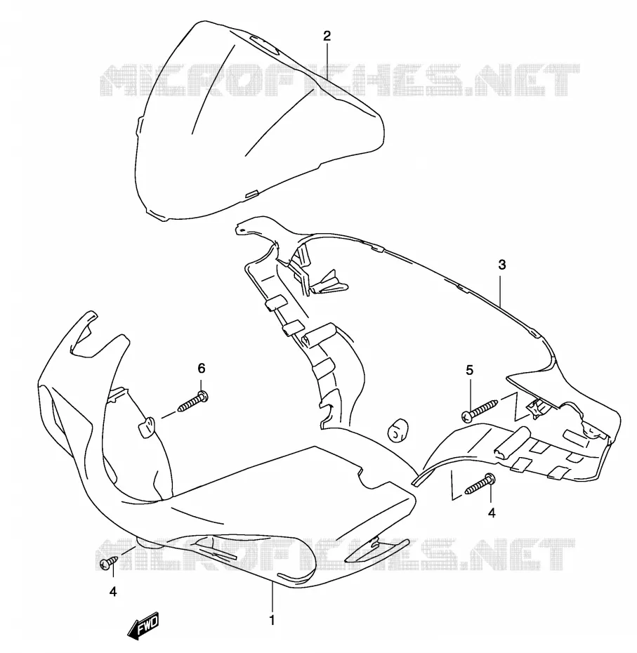 HANDLEBAR FAIRING (MODEL AY50 K1) Suzuki SCOOTER 50 KATANA 2003  AY50K3(P19)