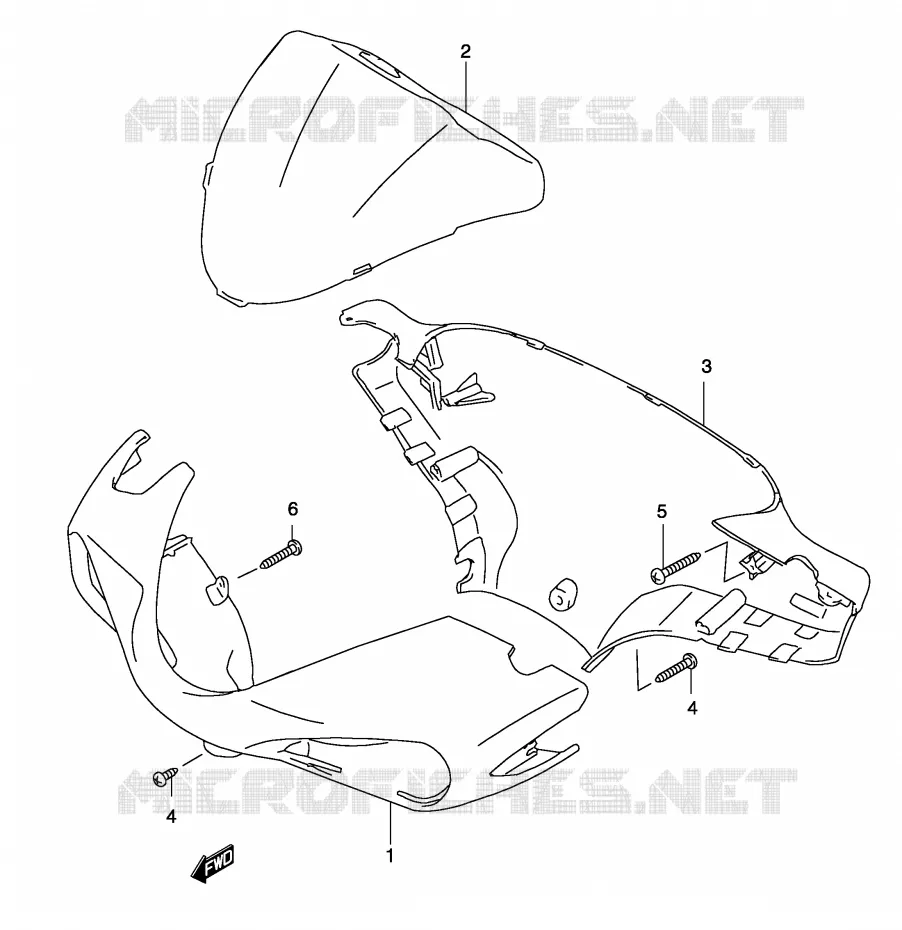 HANDLEBAR FAIRING (MODEL AY50 K3) Suzuki SCOOTER 50 KATANA 2002  AY50WRK2(P19)