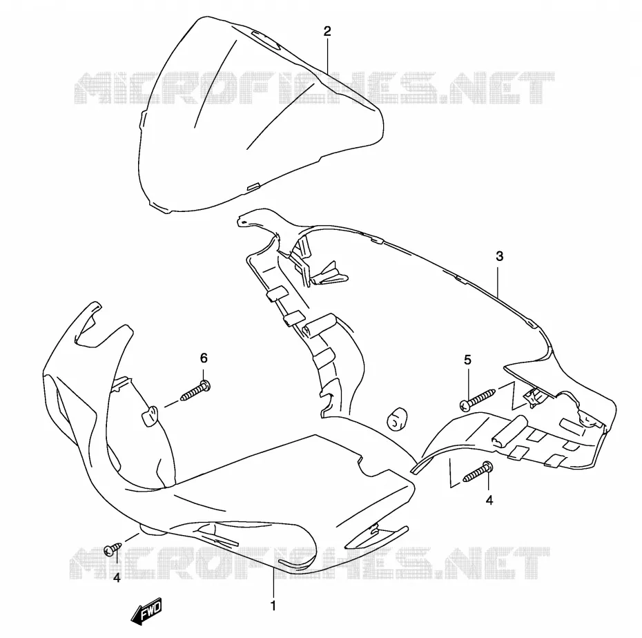 HANDLEBAR FAIRING (MODEL AY50 K4) Suzuki SCOOTER 50 KATANA 2002  AY50WRK2(P19)