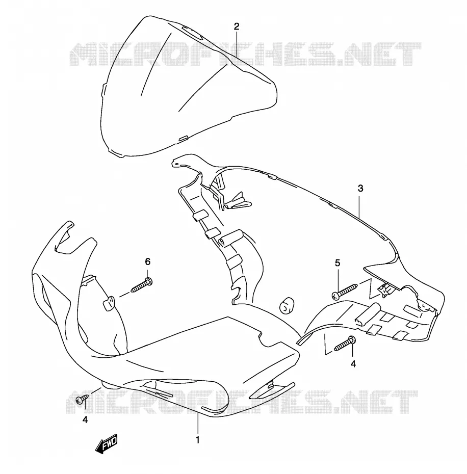 HANDLEBAR FAIRING (MODEL AY50W K3) Suzuki SCOOTER 50 KATANA 2003  AY50WK3(P19)