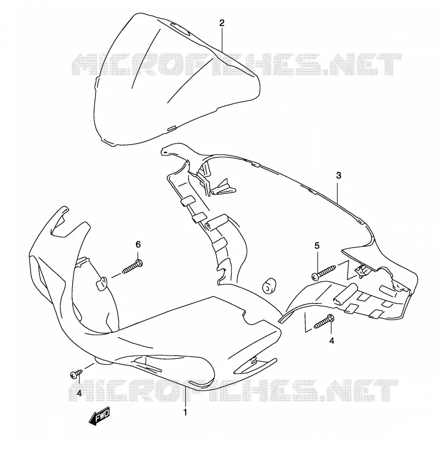 HANDLEBAR FAIRING (MODEL AY50W K4) Suzuki SCOOTER 50 KATANA 2001  AY50WRK1(P19)