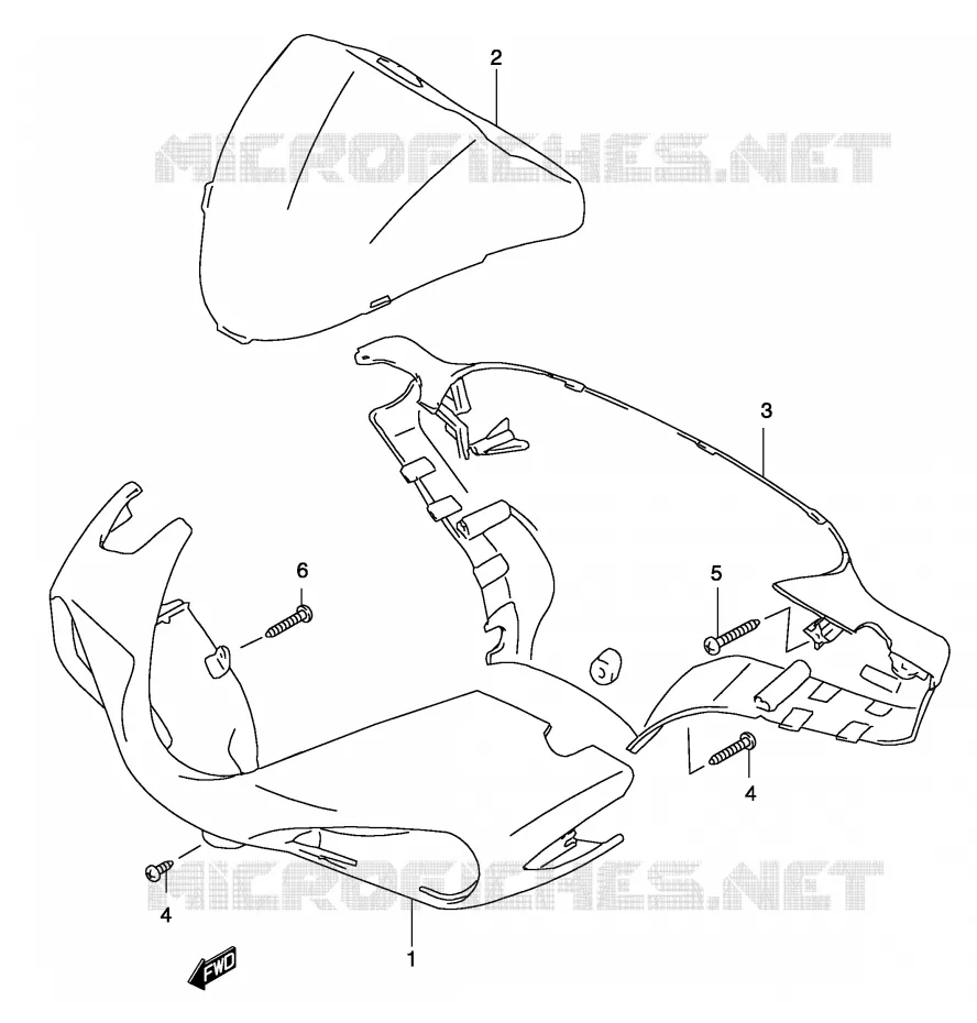 HANDLEBAR FAIRING (MODEL AY50WR K1/K2) Suzuki SCOOTER 50 KATANA 2004  AY50WK4(P19)