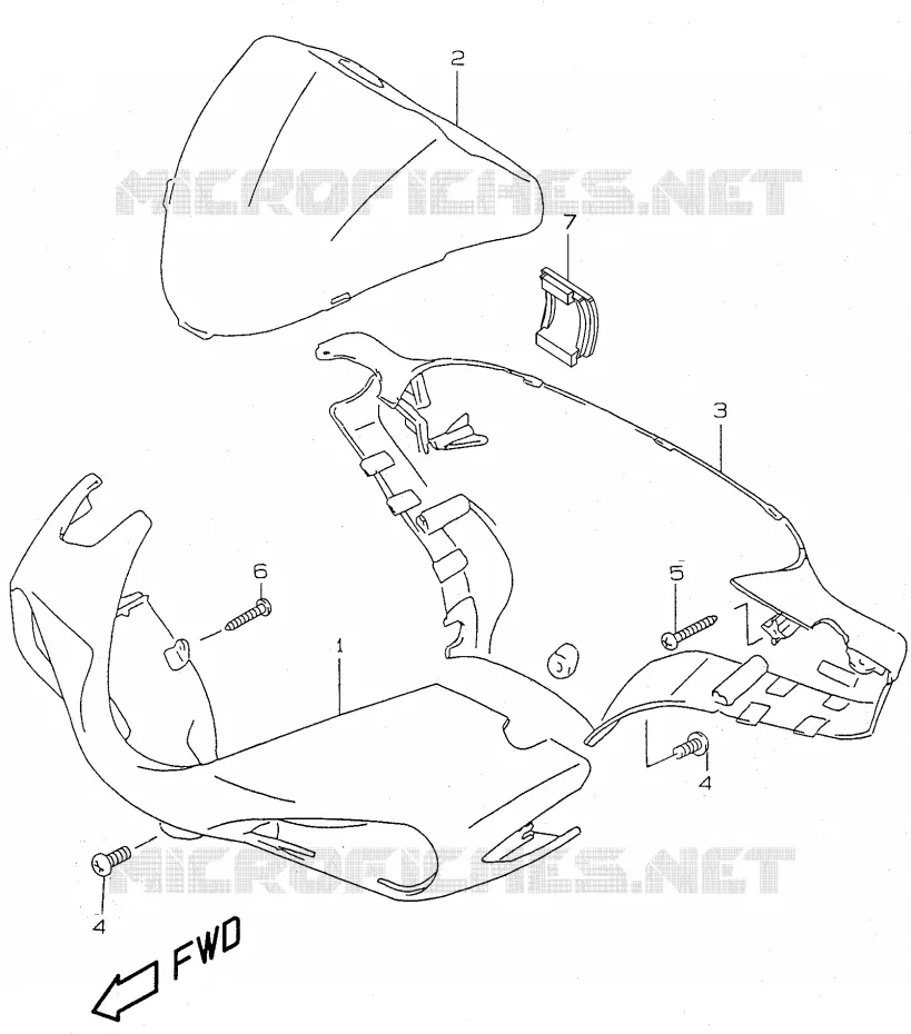 HANDLEBAR FAIRING (model AY50W/WR Y) Suzuki SCOOTER 50 KATANA 2000  AY50WRY(V/W/X/Y)