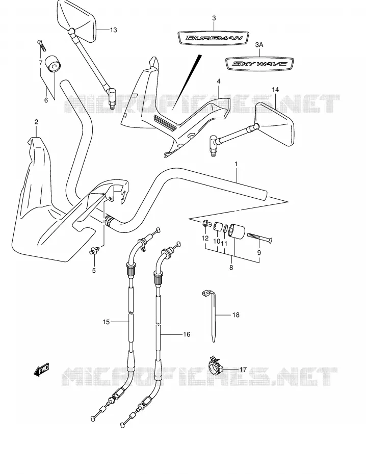HANDLEBAR (MODEL K3) Suzuki SCOOTER 250 BURGMAN 2003  AN250K3(E2)