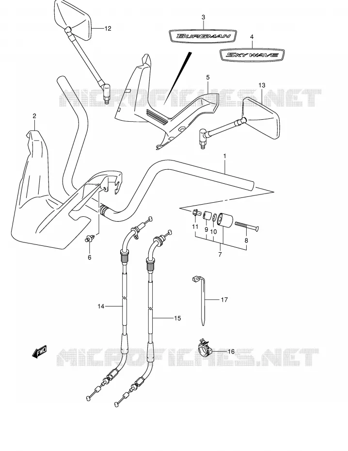 HANDLEBAR (MODEL K4/K5/K6) Suzuki SCOOTER 250 BURGMAN 2003  AN250K3(E2)