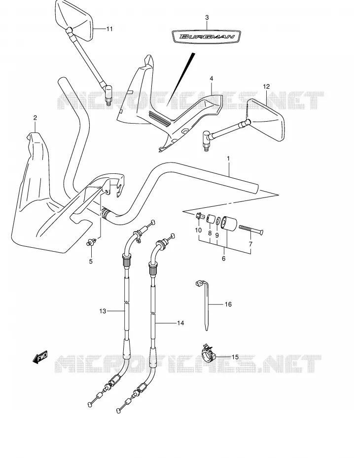 HANDLEBAR (MODEL K4,AN400K5/K6) Suzuki SCOOTER 400 BURGMAN 2006  AN400K6(E2)