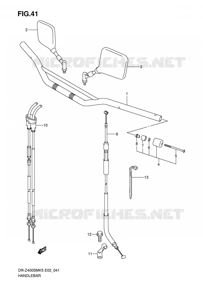 HANDLEBAR (MODEL K5/K6) Suzuki MOTO 400 DR-Z 2009  DR-Z400SMK9(E2)