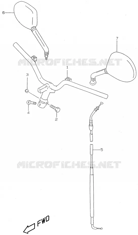 HANDLEBAR (model AY50W/WR X/Y/K1) Suzuki SCOOTER 50 KATANA 2000  AY50WRY(V/W/X/Y)