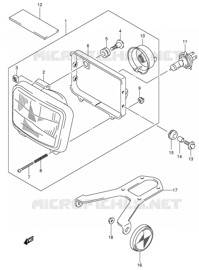 HEADLIGHT (MODEL K2/K3/K4) Suzuki MOTO 400 DR-Z 2004  DR-Z400SK4(E3/E28)