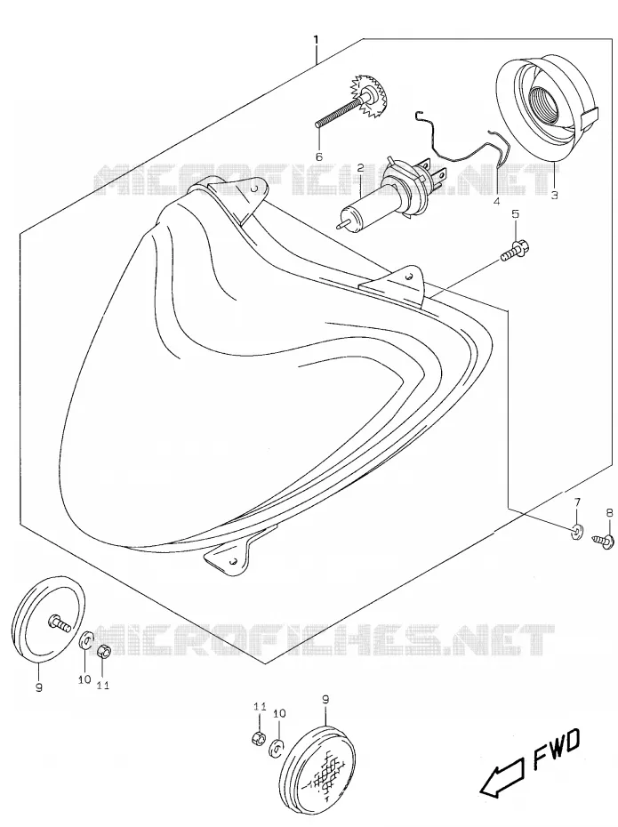 HEADLIGHT (model K1) Suzuki SCOOTER 50 KATANA 2000  AY50WRY(V/W/X/Y)