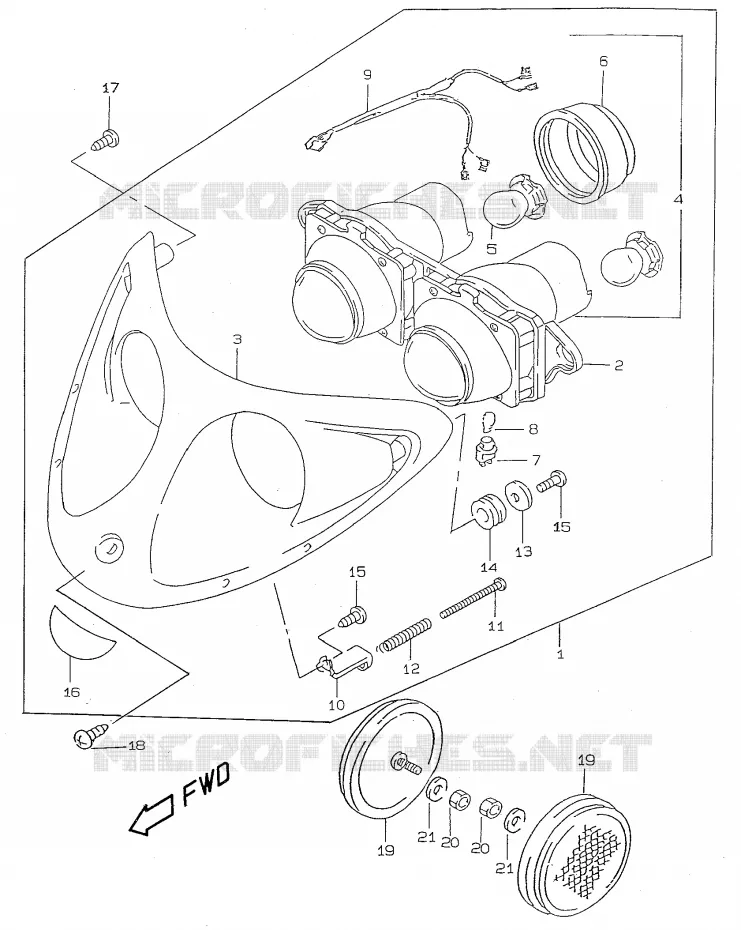 HEADLIGHT (model V/W/X/Y) Suzuki SCOOTER 50 KATANA 2000  AY50Y(V/W/X/Y)