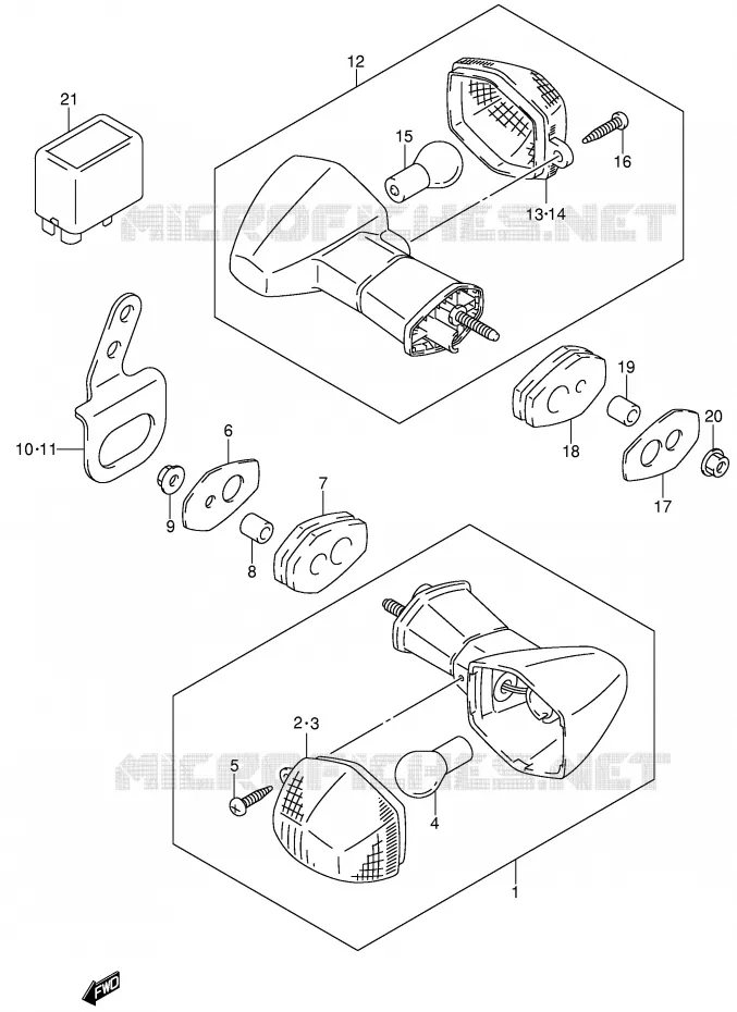 INDICATORS (MODEL Y/K1) Suzuki MOTO 400 DR-Z 2001  DR-Z400SK1(E3/E28)