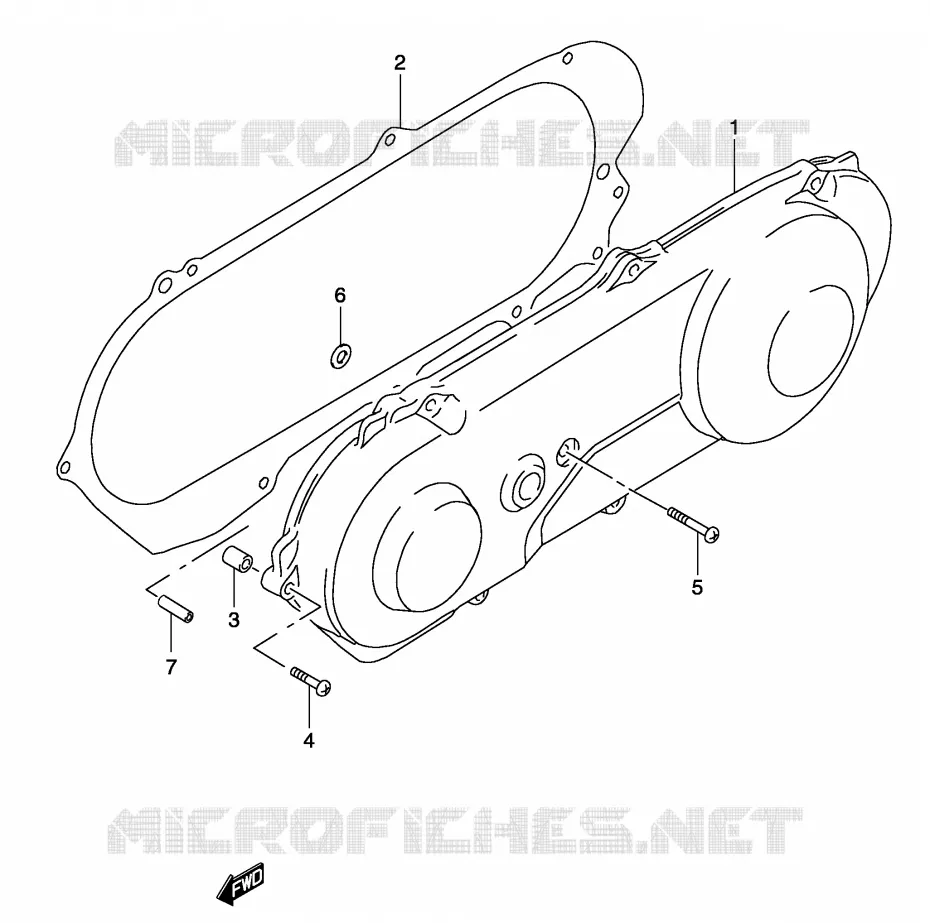 LEFT CRANKCASE COVER (MODEL K1/K2) Suzuki SCOOTER 50 KATANA 2002  AY50K2(P19)